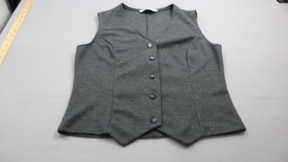 Vintage NPC Fashions Gray Button Up Knit Vest Women's Medium Pit to Pit 18